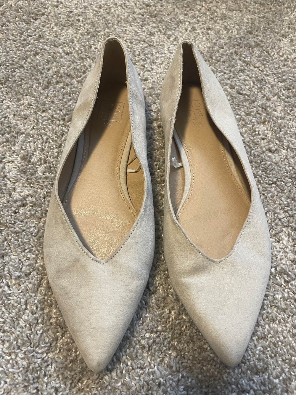 Pointed Toe Women's Flats in Light Beige